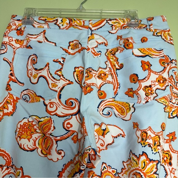 J. McLaughlin Pants Women's Orange And Blue Paisley Print Modal Spandex Size 10 - Picture 8 of 15
